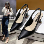 Sort slingback hæl front og produktvisning fra siden — Venzelo